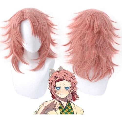 Anime Demon Slayer Kimetsu no Yaiba Sabito Wig Cosplay Costume Men Women Heat Resistant Synthetic Hair Wigs