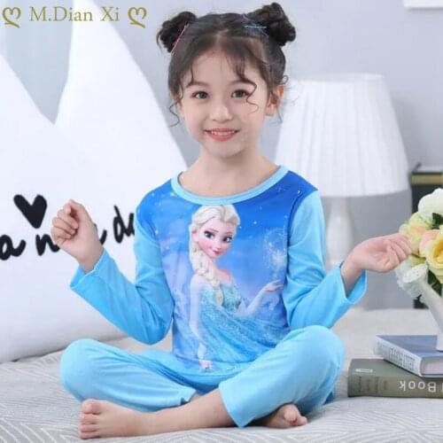 Princess Elsa Pajamas Suit Boys and Girls Clothes Childrens Home Warm Pajamas Big Childrens Underwear Pajamas Set
