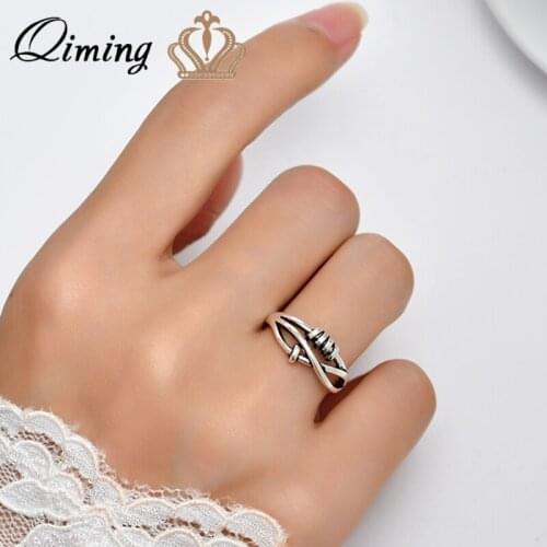 QIMING Stackable Twist Cross Rings Women Female Geometric Korean Jewelry High Quality Irregular Mutil-layer Open Ring Gift