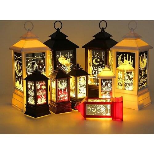 Retro Ramadan Lantern Creative LED Electric Candle Lights Tea Light Photo Props Home Ornaments Lamp for Garden Yard Wall Decor