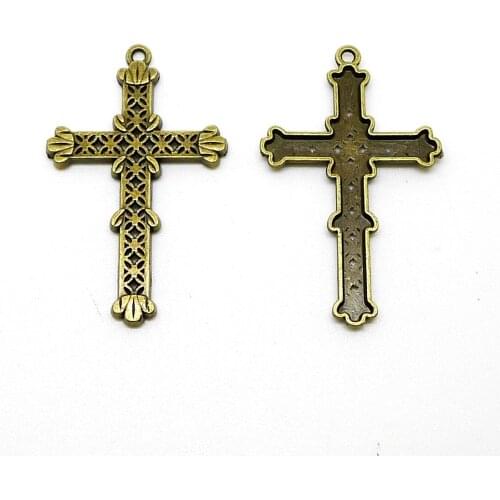 RONGQING 100pcs/lot Arabic Retro Pattern Crosses Charms 40x25mm Latin Cross Pendant for Jewelry Making Suppliers