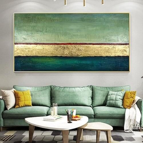 Hand Painted Green Field Landscape Oil Painting On Canvas Country Road Modern Abstract Horizon Wall Picture For Wall Decoration