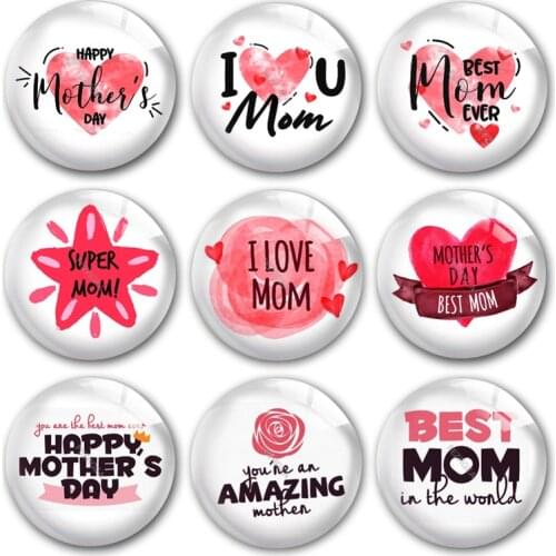 Happy Mothers Day glass cabochon,Super mom Carnation Thanks mom Round photo glass cabochon demo flat back Making findings