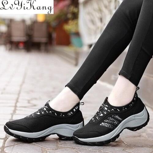 LVYIKANG New 2019 Summer Women Sneakers Fashion Breathable Mesh Casual Shoes Platform Sneakers For Women Black Sock Sneakers