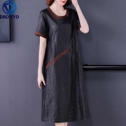 Women Boho Maxi Dress Summer 2021 New Casual Patchwork Silk Short Sleeve O-Neck Black Long Dresses Elegant Robe Party Vestidos