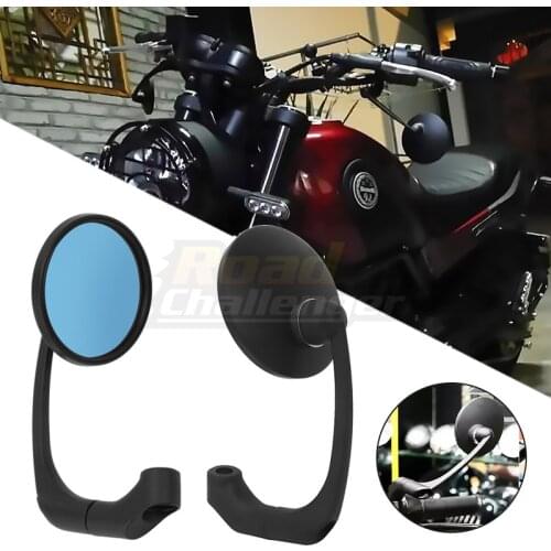 1 Pair Motorcycle Black Round Retro Oval Rearview Side Mirror Cafe Racer Rear view Mirrors Universal 8/10mm