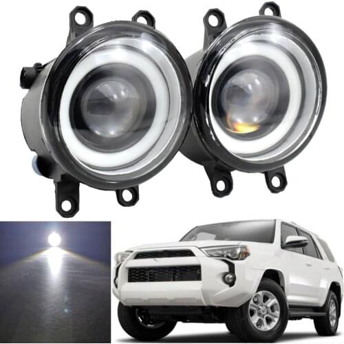 1pair Angel Eye Fog Light Assembly Car Front Bumper Fog Light With Halo Ring DRL H11 12V For Toyota 4Runner 2014 2015 2016 2017