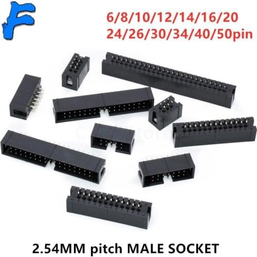 10pcs dip 6/10/20/26/34/40 PIN 2.54MM pitch MALE SOCKET straight idc box headers PCB CONNECTOR DOUBLE ROW 10P/20P/40P DC3 HEADER