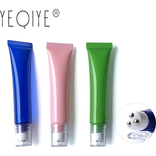 【20PCS】15/20g Empty Plastic Tube Three Stainless Steel Ball Cosmetic Bottle Cream Container Squeeze Massage Bottles