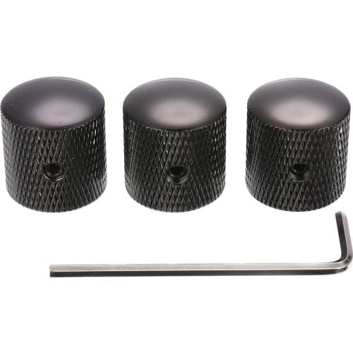 3pcs/set Black Metal Domed Knobs Knurled Volume/Tone Knobs Dome Tone Guitar Bass Control Knob For Electric Guitar/Bass