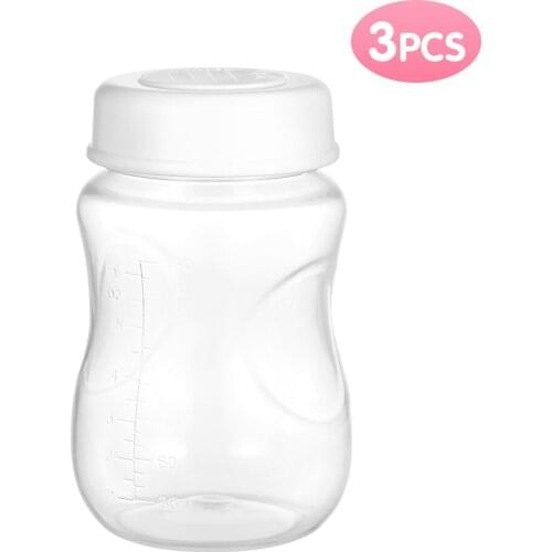 3 PCS/Lot 180ml Portable Breastmilk Bottles with Leakproof Lid Wide Neck Breast Milk Collecting Storage Bottle for Home Travel