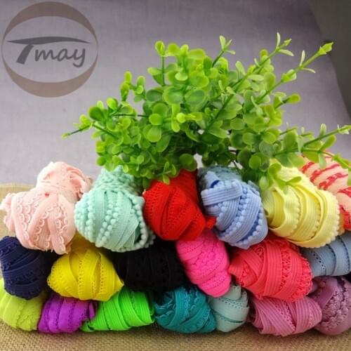 #383 Small Lace Trim 176yards/lot 22colors 8-15MM Wide Stretch Elastic Bands Lace Ribbon DIY Sewing Underwear Trim