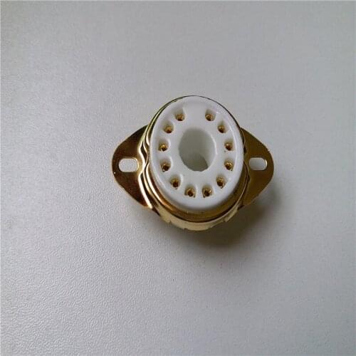 4pcs ceramic tube socket seat GZC12-1-F-G 12 pin seat tube socket golden foot for 50CA10 tube amplifier