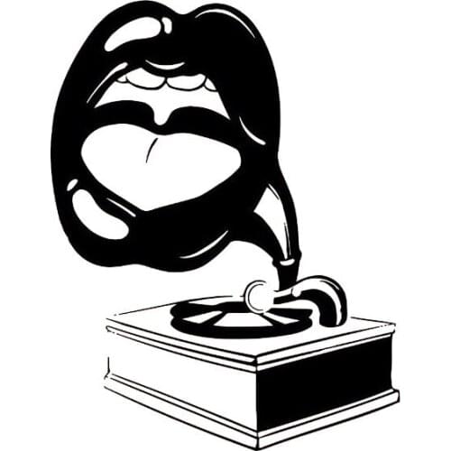 Abstract Sexy Lip Print Style Stickers Fashion Design Stickers Pvc Decals Suitable for All Kinds of Cars Black/white, 14cm*11cm