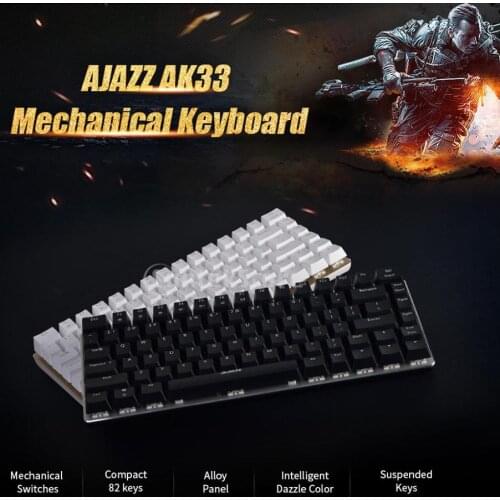 Ajazz AK33 Mechanical Keyboard 82 Key Anti-Ghosting Gaming Keyboard Blue / Black Switch Gamer PC Laptop Backlit Blue White RGB