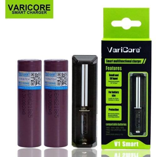 2PCS VariCore HG2 18650 3000mAh battery 18650HG2 3.6V discharge 20A, dedicated electronic Power battery+V1 Charger