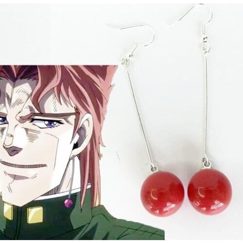 Cosplay Jojos Bizarre Adventure Costume Accessories Props Kakyoin Noriaki Cherry Polnareff Heart Earrings for Women Men Jewelry
