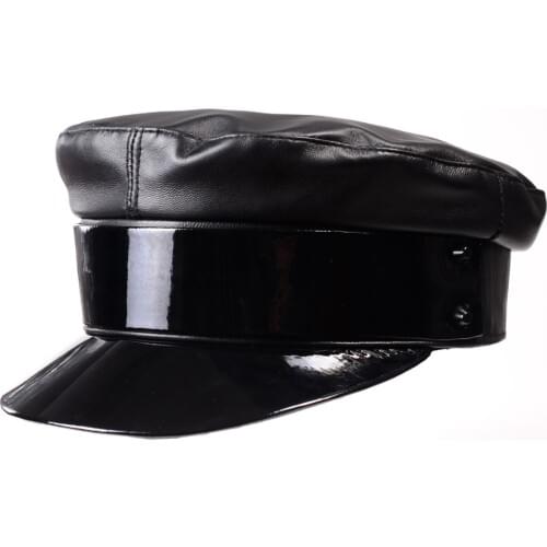 Women S European Fashion Twinkle Patent Leather Beret Hat Teen Student Streetwear Rivets Punk Show Gorro Navy Caps Mujer