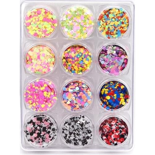 Nail glitter12 set round shape glitter chunky glitter Sparkles Shiny Dust Nail Art Decoration glitter