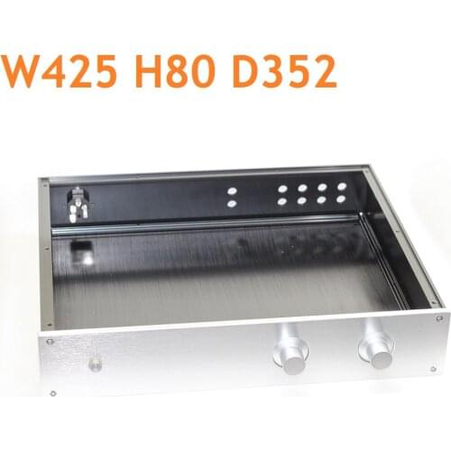 Big Size Tube Amplifier Chassis New Silver Panel DIY Aluminum Power Amplifier Case Hi-End Home Audio Enclosure W425 H80 D352