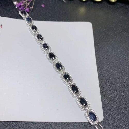 New Natural Sapphire Bracelet 925 Silver Ladies Bracelet Luxury Elegant Fashion Trend