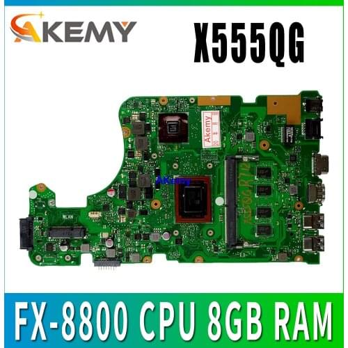 For ASUS X555QG X555Q X555B X555BP laptop motherboard FX-8800 CPU 8GB RAM REV.2.0 with 2GB graphic Mainboard