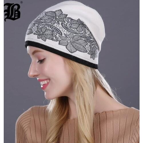 [FLB] Womens Hat Knitted Wool Hats For Winter Hip-Hop Flowers Style Hot Sale Gorros For Female Good Quality Casual FLBMX17009