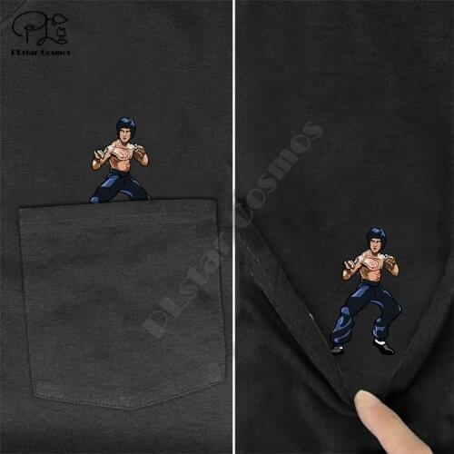 PLstar Cosmos T Shirt Fashion Brand summer pocket Bruce Lee printed t-shirt men for women shirts Hip hop tops funny cotton tees