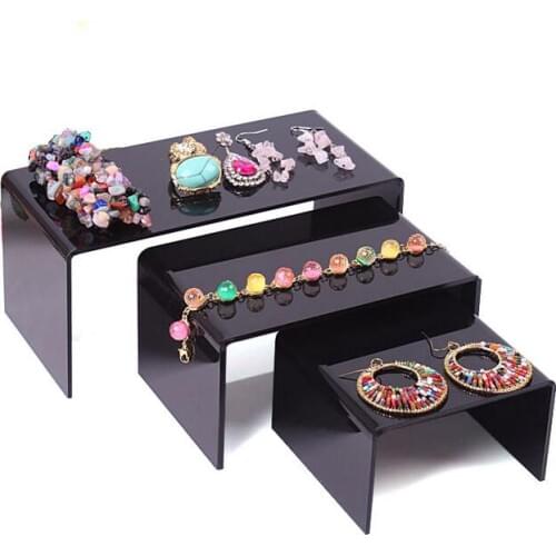 Hot sale Clear/ Black Jewelry Display Stand Toy Mobile Wallet Shoes Bracelets Display Plexiglass 3pcs/lot Necklace Earring Shelf