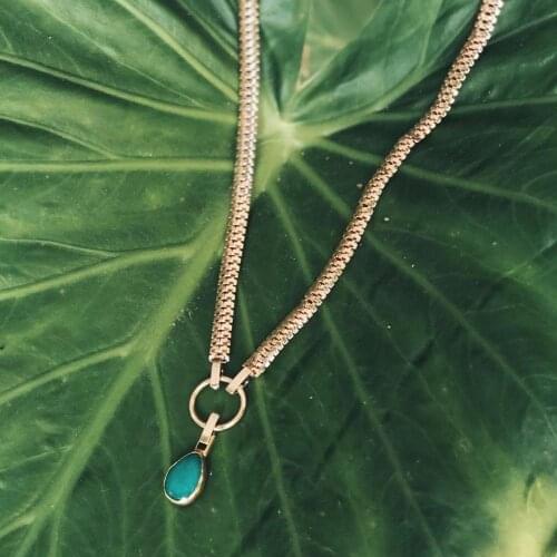 GULCE DERELI, BLUE NATURAL STONE CULT CHAIN NECKLACE, NECKLACE, GIFT BOX, GOLD/SILVER PLATED