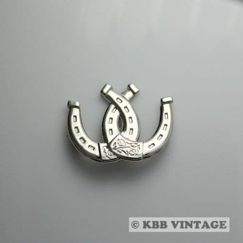 KBM02) Wholesale 50pc Western Conchos Equestrian Cowboy Double Horseshoes Silver