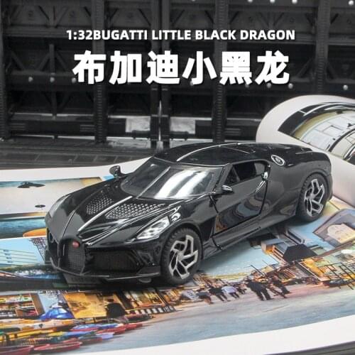 Collectible 1:32 DieCasts Electric Flashing Car Modles Alloy Auto Mobile Vehicle for Bugatti Little Black Dragon Sports Toy Car
