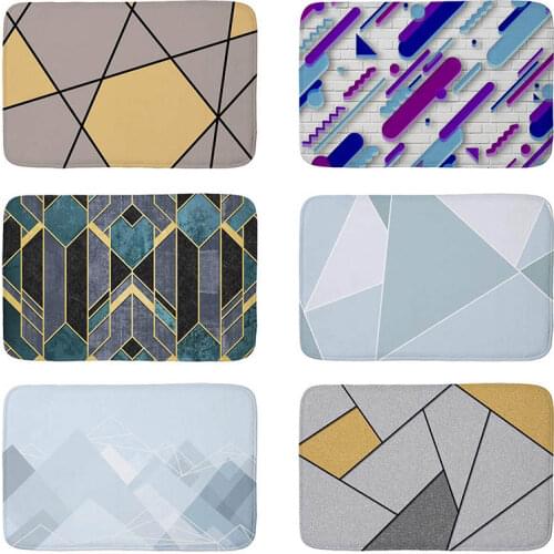 Modern Geometry Flannel Anti-slip Mats Rectangular Mat Entrance Doormats Washable Kitchen Floor Bathroom 40x60cm Mat Rug