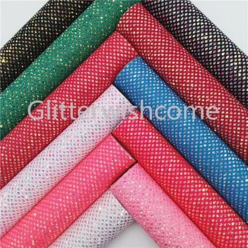 Glitterwishcome 21X29CM A4 Size Chunky Glitter Leather, Diamond Mesh Glitter fabric Vinyl for Bows, GM3154A