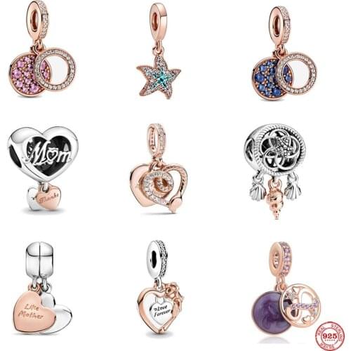 Hot Sale Rose Gold Mom Dreamcatcher Bead Fit Original Pandora Charms Silver 925 Bracelet Making Fashion DIY Jewelry For Women