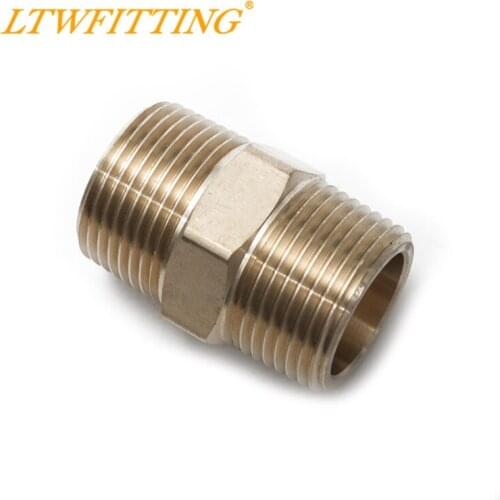 LTWFITTING Brass Pipe Hex Nipple Fitting 3/4" Male NPT Air Fuel Water