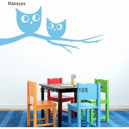 Makeyes Owls On Branches Wall Decals Home Art Designs Wall Sticker Kid Bedroom Decoration Vinyl Wall Art Birds Cute Decal Q911