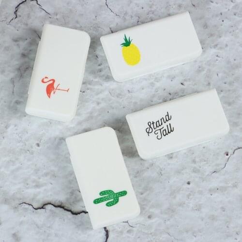 Mini Organizer Case 3 Grid Pill Box Tablet Flamingo Cactus Leaf Pill Case Dispenser Medicine Boxes Dispensing Medical Drugs Case