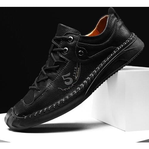 Fashion Men Shoes 2021 New Arrival British Style Male Genuine Leather Leather Shoes Large Size 39-48 Mens Outdoors Casual Shoes