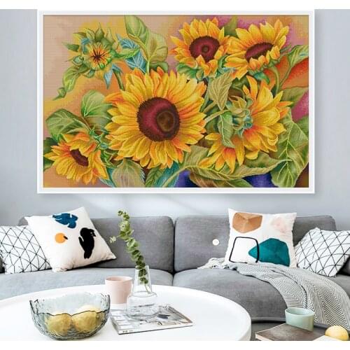 Cross stitch kits printed fabric 11ct 2021 Europe hot sale Sunflower Bouquet crafts materialscrafts gifts for women