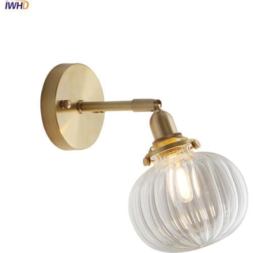 IWHD Nordic Glass Ball Wall Light Bathroom Mirror Bedroom Beside Copper Modern Wall Lamp Sconce LED Wandlamp Home Lighting