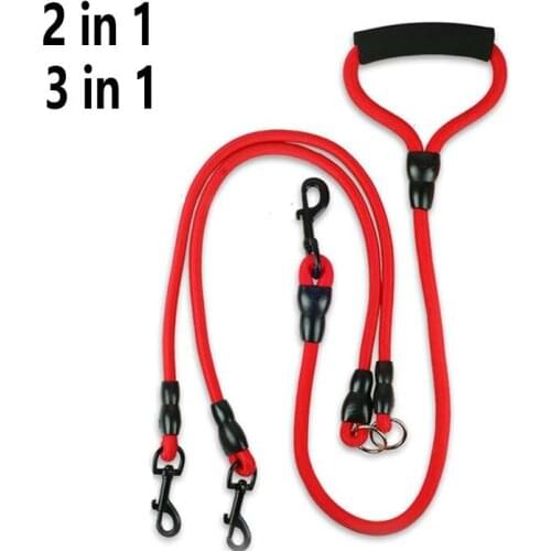 Nylon Detachable Dog Leash For Three Dogs Double Dog Leashes Round Rope Walking For Puppy Small Dog Chihuahua Pitbull