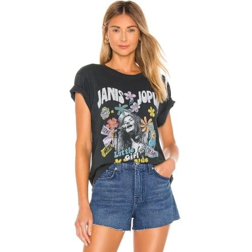 New product summer ladies dark gray tops color flower beauty print T-shirt casual fashion T-shirt