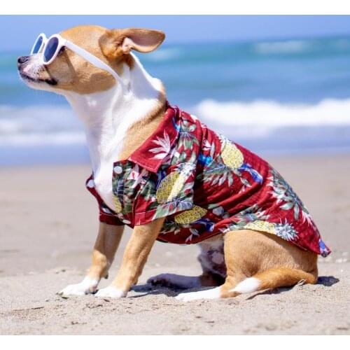 Dog Shirts Clothes Summer Beach Clothes Vest Pet Clothing Floral T-Shirt Hawaiian For Small Large Cat Dog Chihuahua
