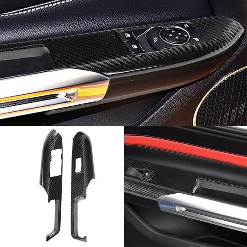 Fit for Ford Mustang 2015-2020 Real Carbon Fiber Window Lift Switch Button Panel Cover Decoration Trim Interior Car Assessoires