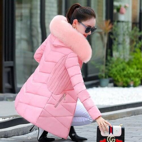 2021 New Winter Jacket Parkas Women Coat Fur Collar Hooded Overcoat Female Jacket Parka Thick Warm Cotton Padded Outwear P997