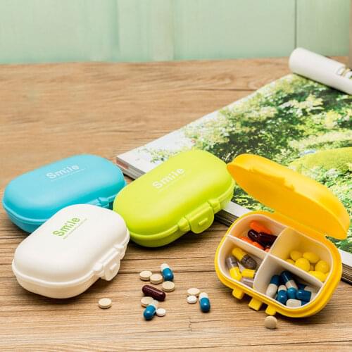Portable 4 Slots Travel Pill Box Holder Weekly Medicine Storage Organizer Container Drug Tablet Dispenser Plastic Vitamin Case