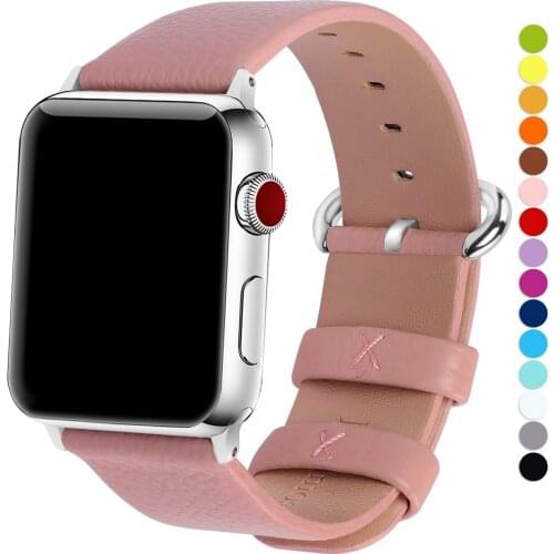 15 Colors of Apple Watch Band 3/4 42mm 38mm,Genuine Leather iWatch Bracelet with Stainless Steel Clasp for iWatch Series 4&3&2&1
