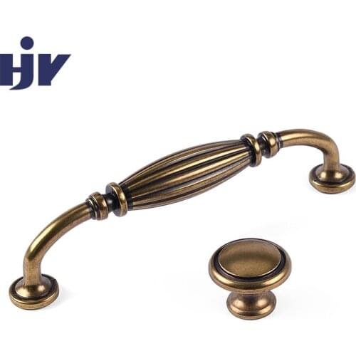 HJY Cabinet Antique Handle Knob European Drawer Pulls Kitchen Cupboard Wardrobe Door Handle Zinc Alloy Furniture Hardware Z412