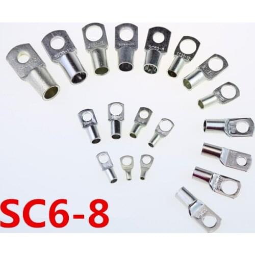 SC 6-8 6mm2 8mm Bolt Hole Tinned Copper Cable lugs Battery Terminals Brand New